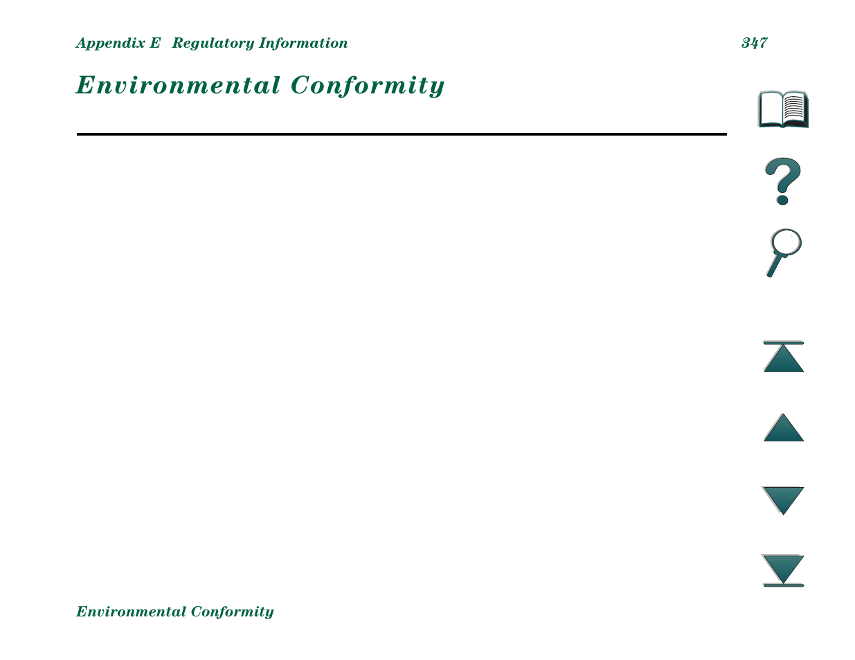 Environmental conformity | HP LaserJet 8000 Multifunction Printer series User Manual | Page 347 / 362