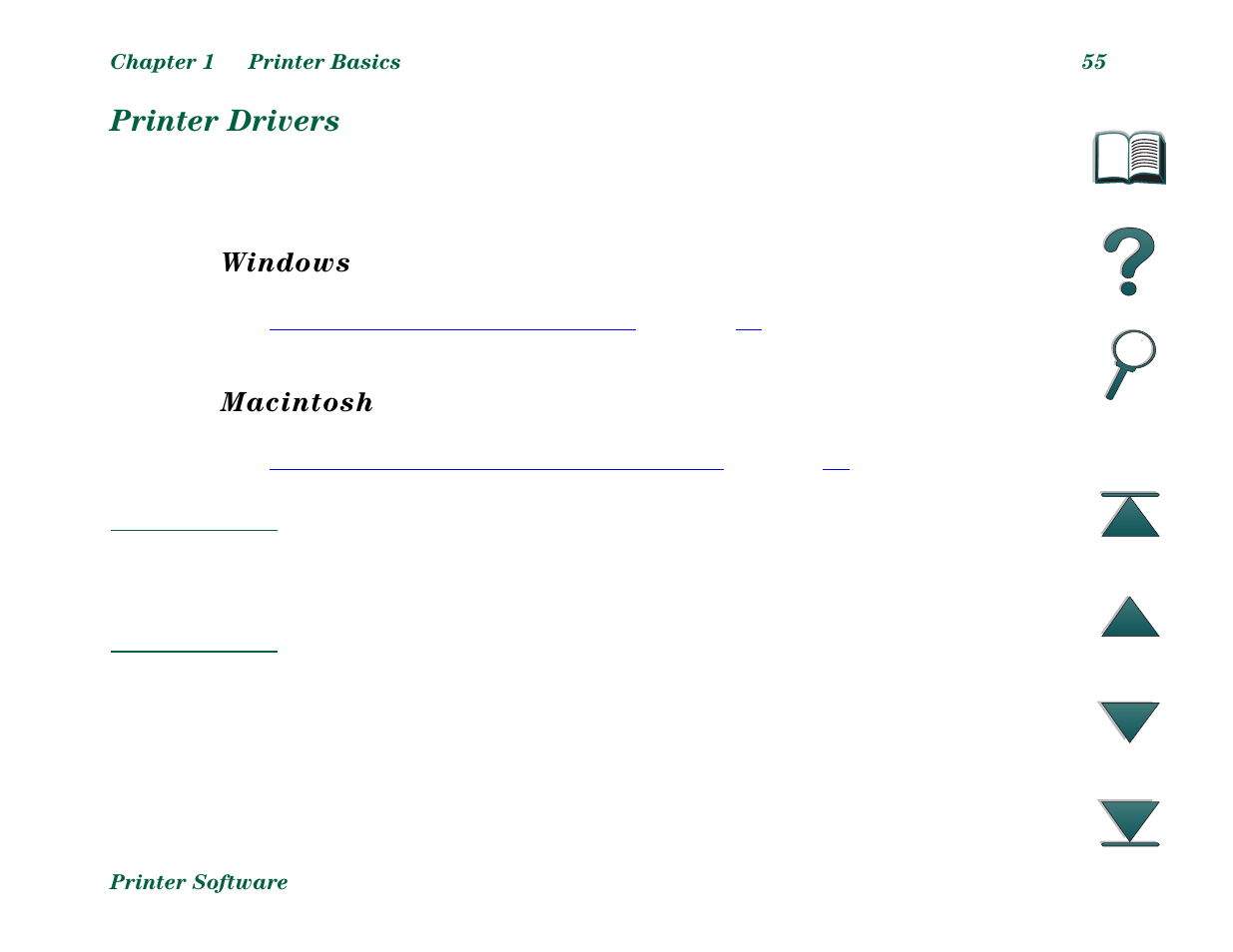 Printer drivers, Windows, Macintosh | HP LaserJet 8000 Multifunction Printer series User Manual | Page 55 / 362