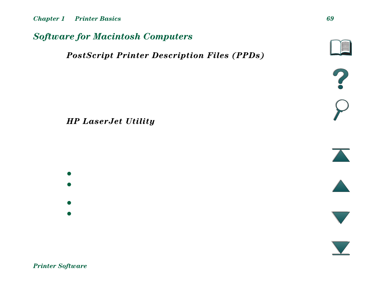 Software for macintosh computers, Postscript printer description files (ppds), Hp laserjet utility | HP LaserJet 8000 Multifunction Printer series User Manual | Page 69 / 362