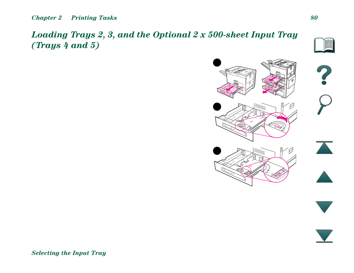 Loading trays 2, 3, and the optional 2 x 500-sheet | HP LaserJet 8000 Multifunction Printer series User Manual | Page 80 / 362