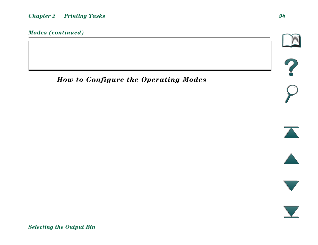 How to configure the operating modes | HP LaserJet 8000 Multifunction Printer series User Manual | Page 94 / 362