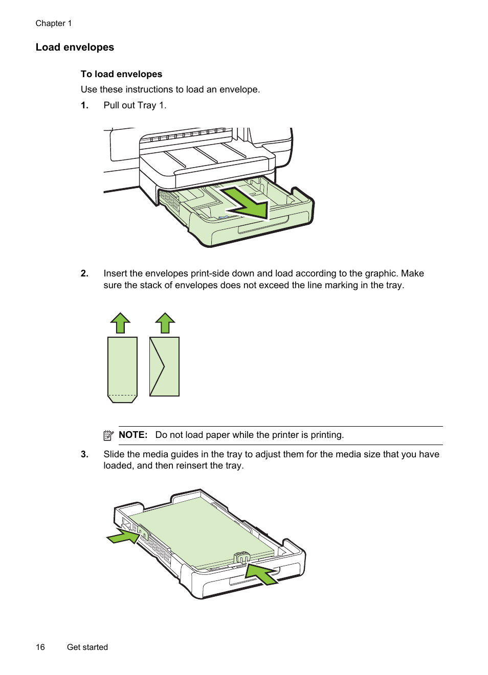 Load envelopes | HP Officejet Pro 8100 ePrinter - N811a N811d User Manual | Page 20 / 152