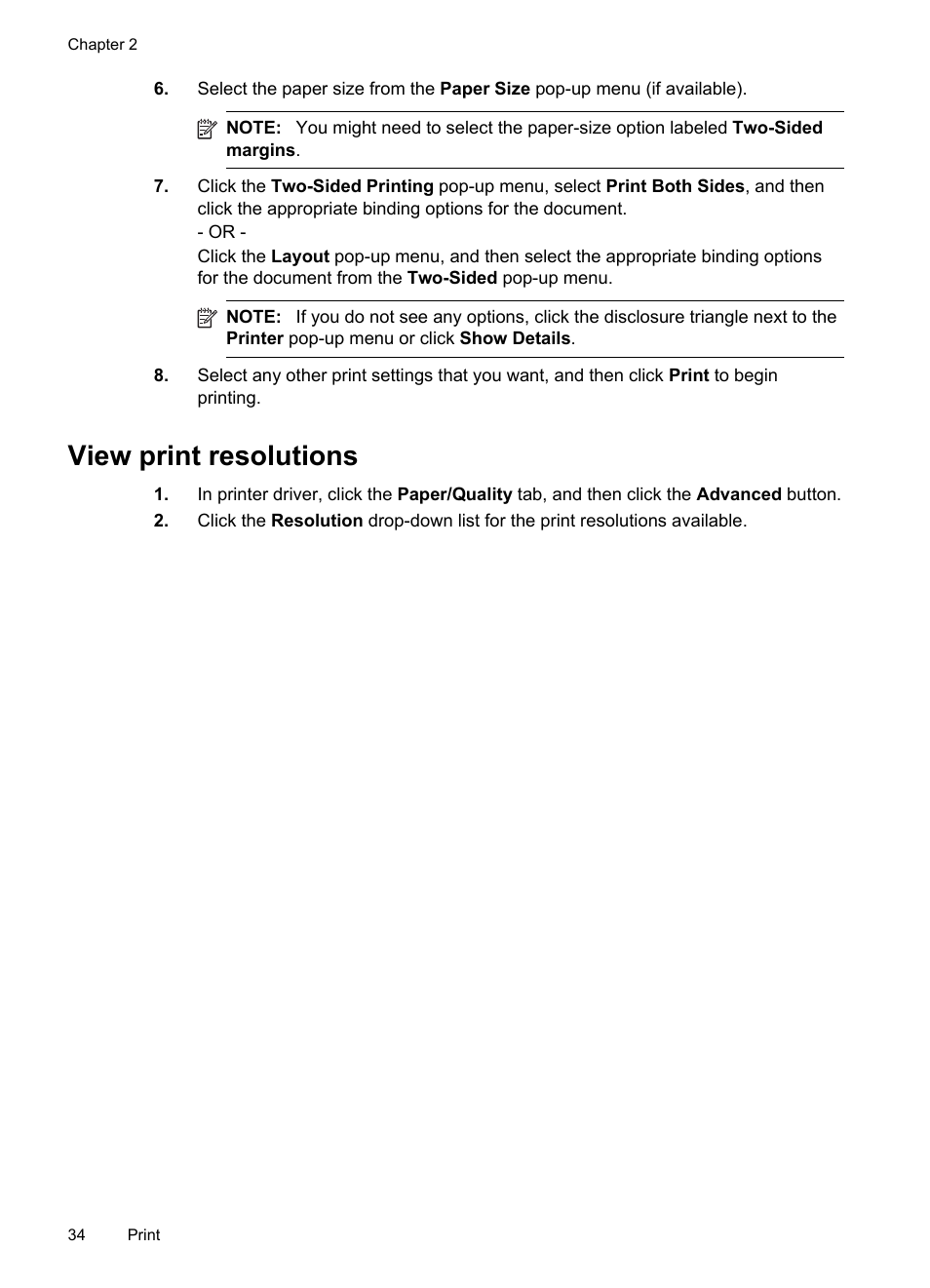 View print resolutions | HP Officejet Pro 8100 ePrinter - N811a N811d User Manual | Page 38 / 152