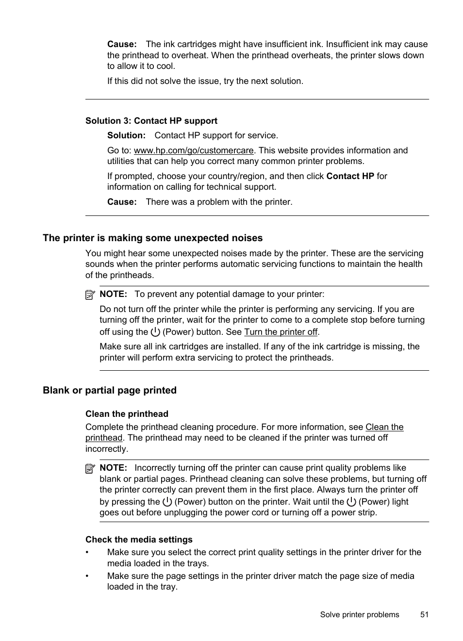 The printer is making some unexpected noises, Solution 3: contact hp support | HP Officejet Pro 8100 ePrinter - N811a N811d User Manual | Page 55 / 152