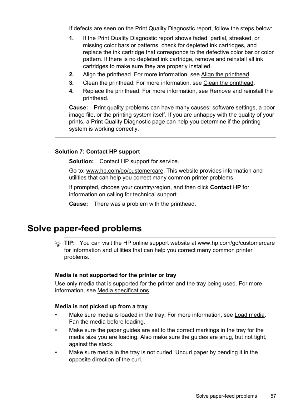 Solve paper-feed problems, Solution 7: contact hp support | HP Officejet Pro 8100 ePrinter - N811a N811d User Manual | Page 61 / 152