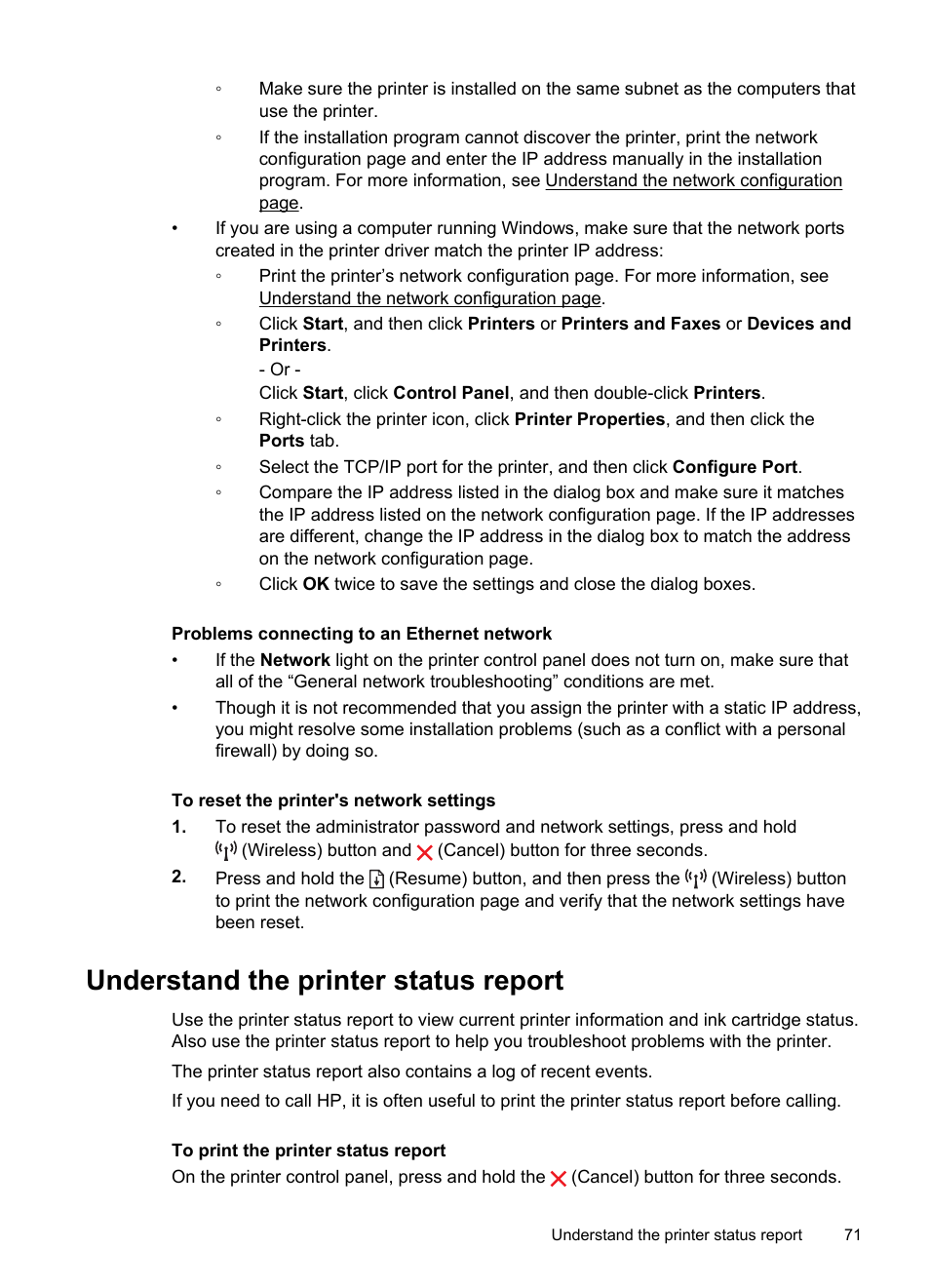 Understand the printer status report, See understand the printer status report) | HP Officejet Pro 8100 ePrinter - N811a N811d User Manual | Page 75 / 152