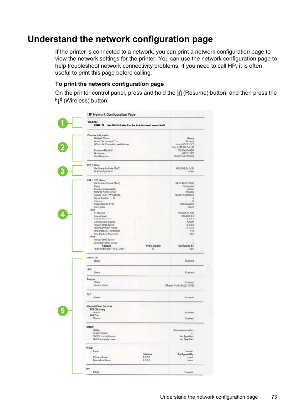 Understand the network configuration page | HP Officejet Pro 8100 ePrinter - N811a N811d User Manual | Page 77 / 152