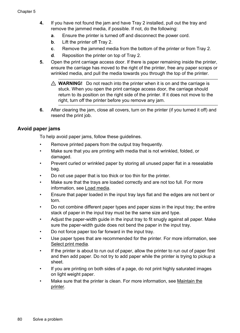 Avoid paper jams | HP Officejet Pro 8100 ePrinter - N811a N811d User Manual | Page 84 / 152