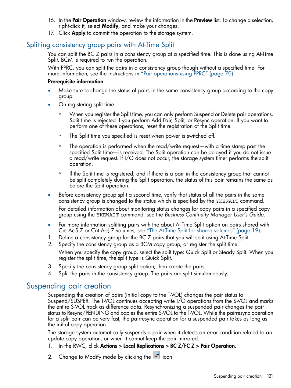 Suspending pair creation | HP XP P9500 Storage User Manual | Page 131 / 155