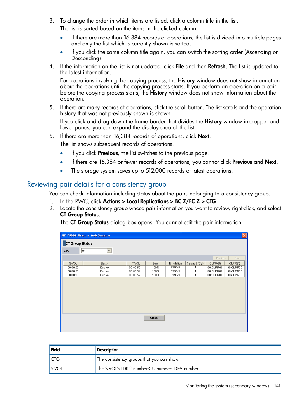 Reviewing pair details for a consistency group | HP XP P9500 Storage User Manual | Page 141 / 155