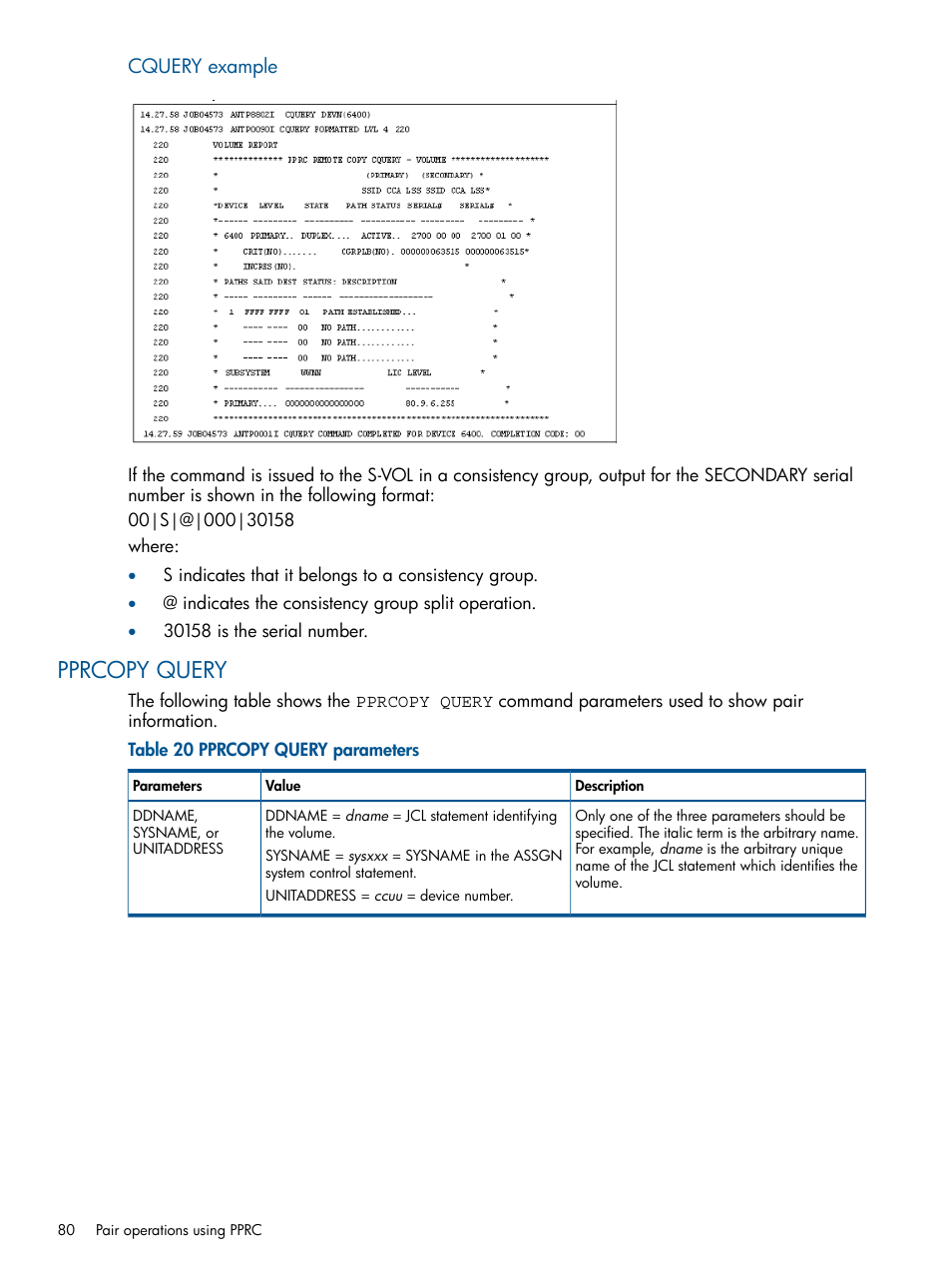 Pprcopy query | HP XP P9500 Storage User Manual | Page 80 / 155