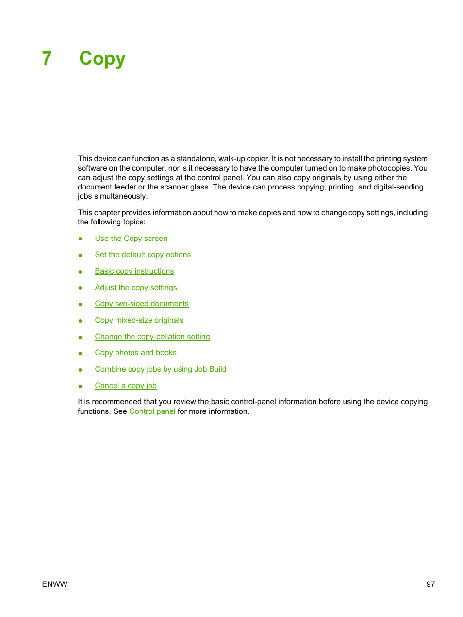 Copy, 7 copy, 7copy | HP LaserJet M3027 Multifunction Printer series User Manual | Page 109 / 268