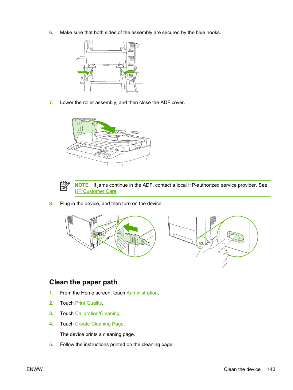 Clean the paper path | HP LaserJet M3027 Multifunction Printer series User Manual | Page 155 / 268