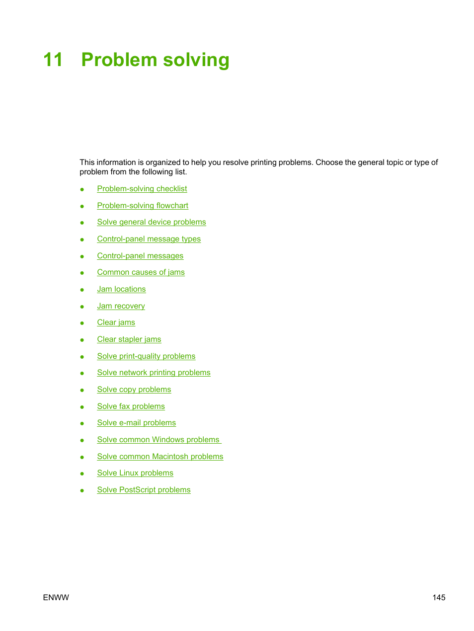 Problem solving, 11 problem solving | HP LaserJet M3027 Multifunction Printer series User Manual | Page 157 / 268