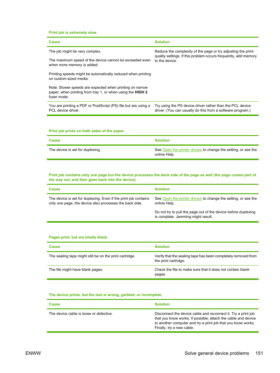 Enww solve general device problems 151 | HP LaserJet M3027 Multifunction Printer series User Manual | Page 163 / 268