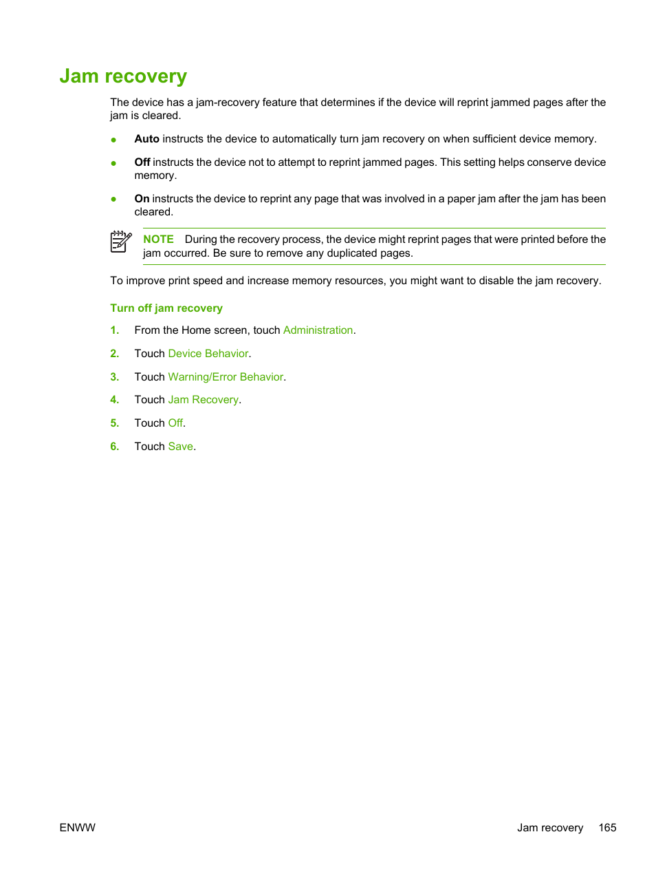 Jam recovery | HP LaserJet M3027 Multifunction Printer series User Manual | Page 177 / 268
