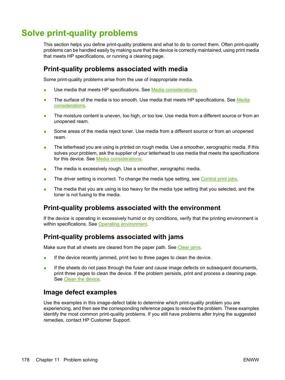 Solve print-quality problems, Print-quality problems associated with media, Print-quality problems associated with jams | Image defect examples, Solve print, Quality problems | HP LaserJet M3027 Multifunction Printer series User Manual | Page 190 / 268
