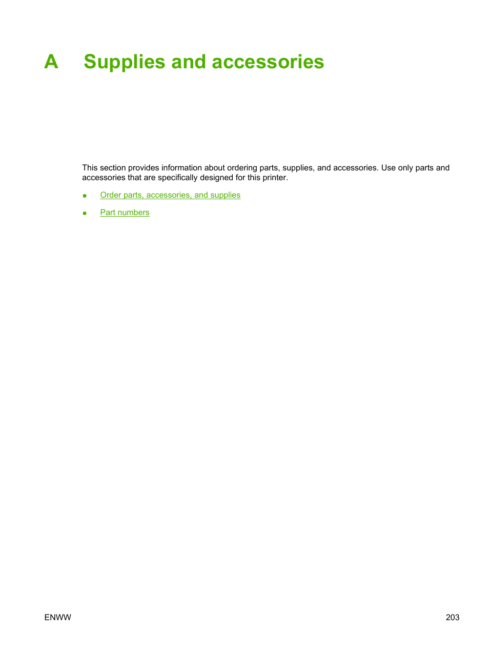 Supplies and accessories, Appendix a supplies and accessories, Asupplies and accessories | HP LaserJet M3027 Multifunction Printer series User Manual | Page 215 / 268