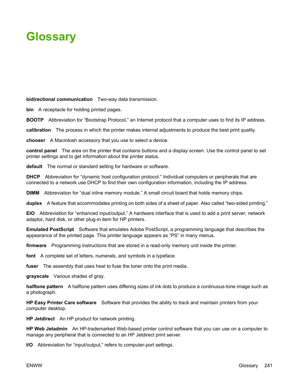 Glossary | HP LaserJet M3027 Multifunction Printer series User Manual | Page 253 / 268