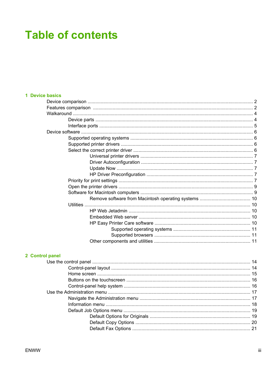 HP LaserJet M3027 Multifunction Printer series User Manual | Page 5 / 268