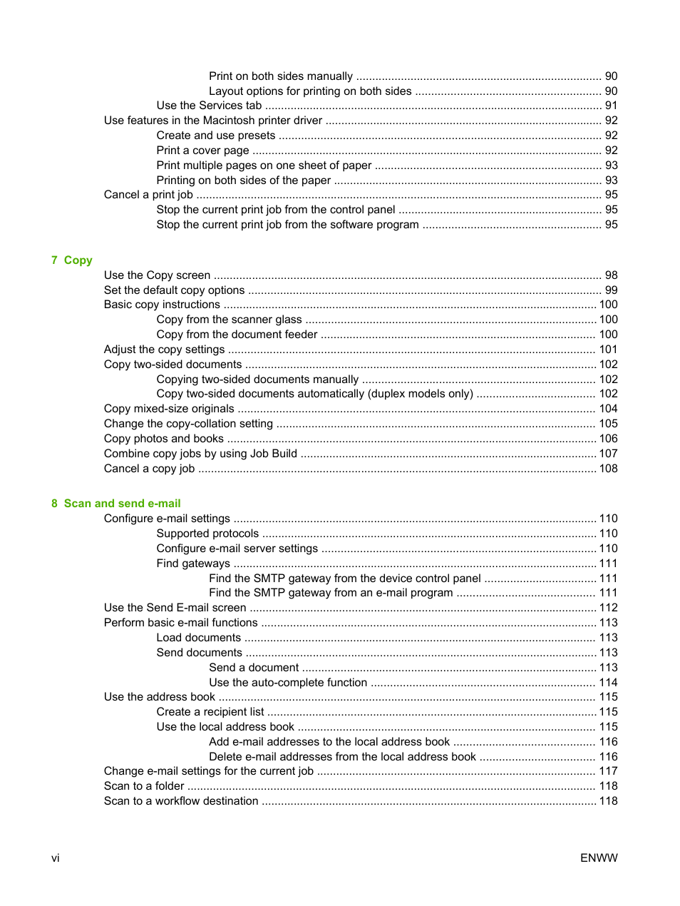 HP LaserJet M3027 Multifunction Printer series User Manual | Page 8 / 268
