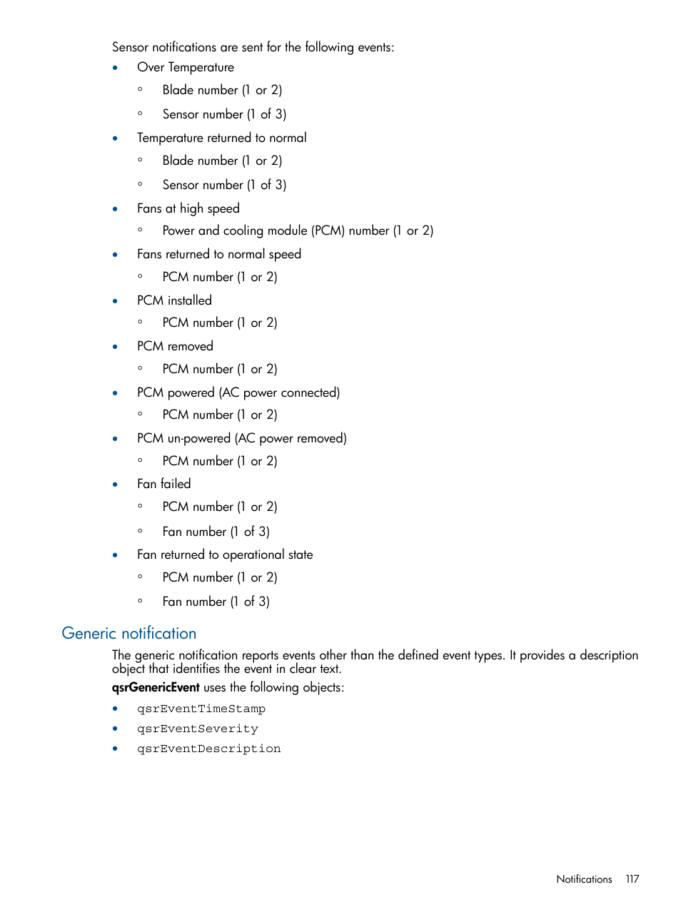 Generic notification | HP MPX200 Multifunction Router User Manual | Page 117 / 147