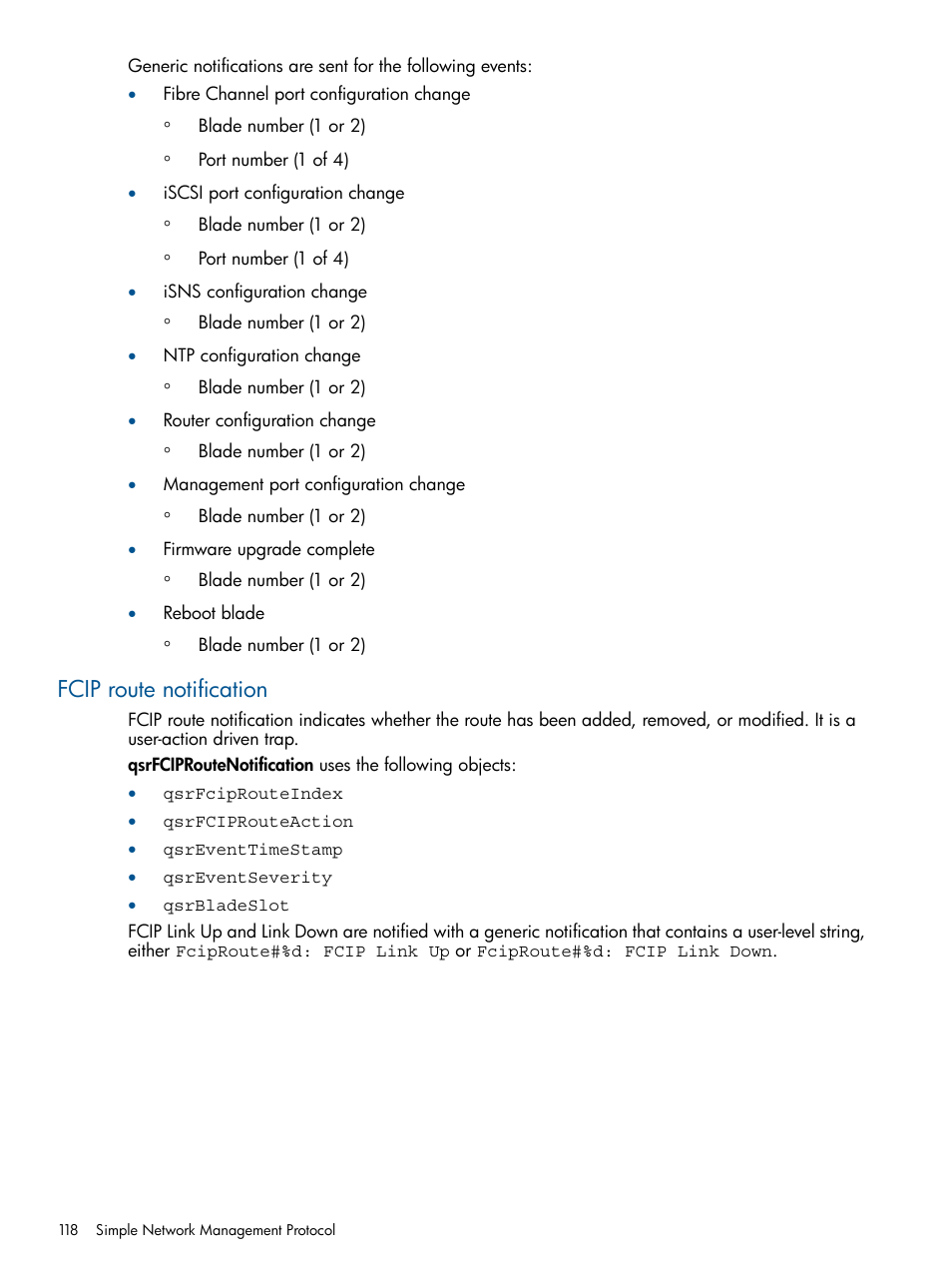 Fcip route notification | HP MPX200 Multifunction Router User Manual | Page 118 / 147