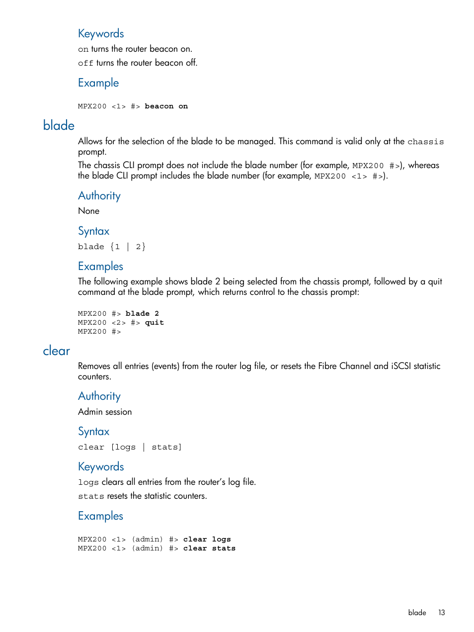 Blade, Clear, Blade clear | HP MPX200 Multifunction Router User Manual | Page 13 / 147