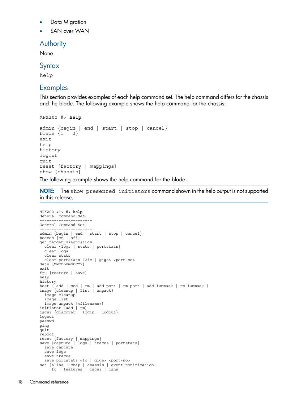 Authority, Syntax, Examples | HP MPX200 Multifunction Router User Manual | Page 18 / 147