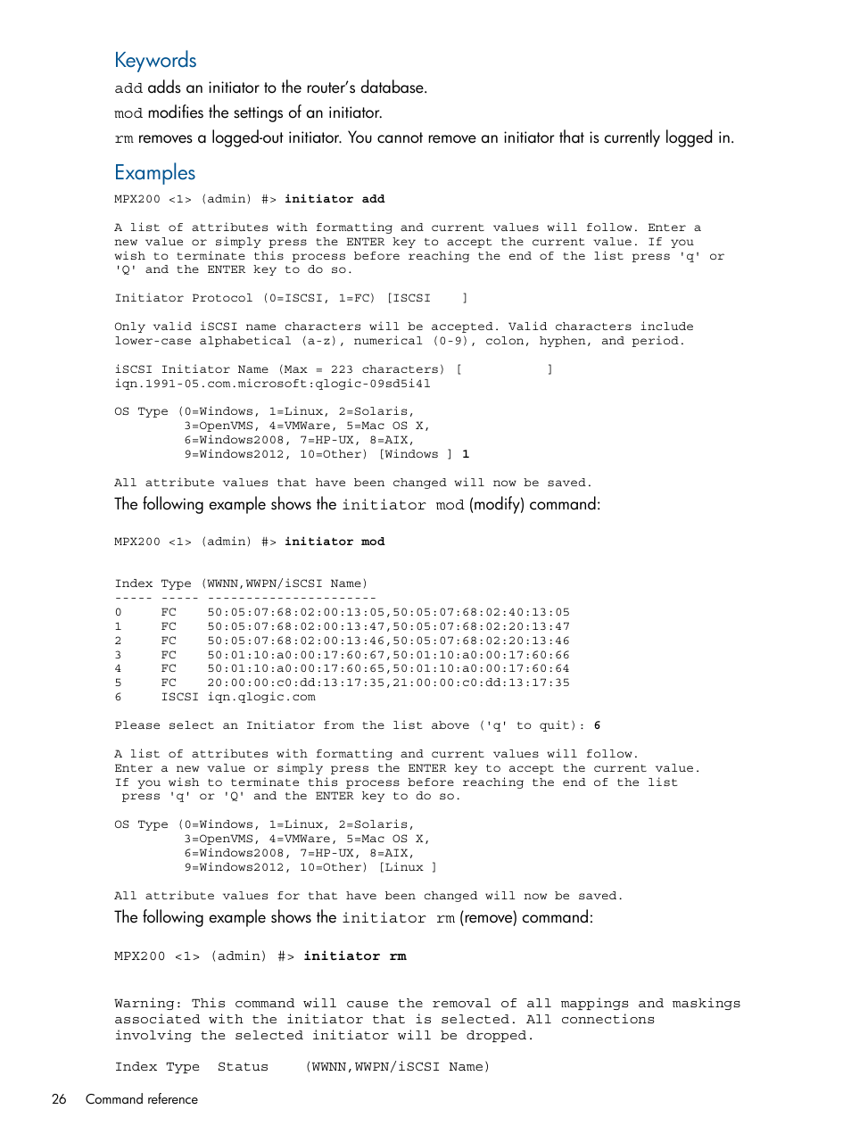 Keywords, Examples | HP MPX200 Multifunction Router User Manual | Page 26 / 147