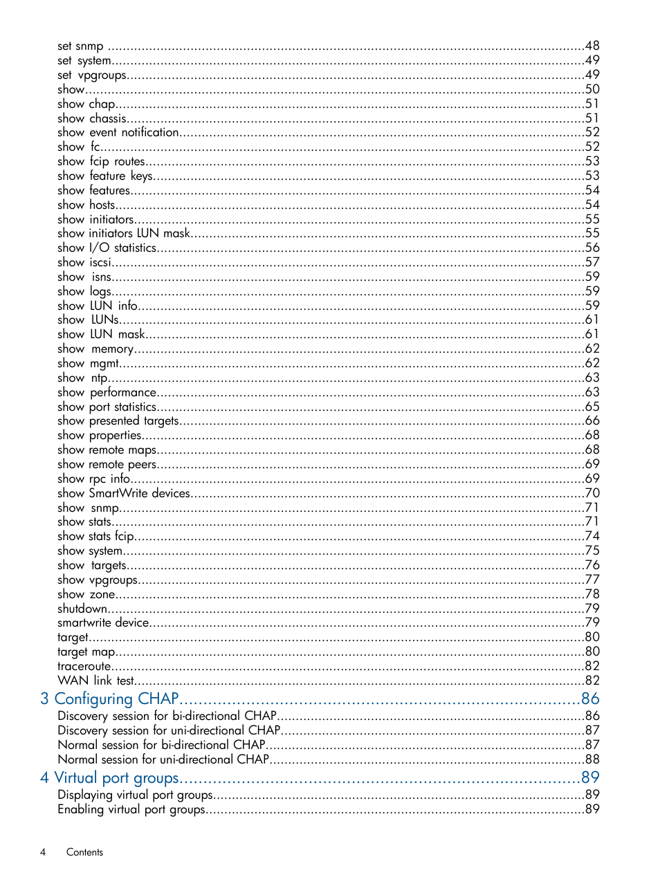 3 configuring chap, 4 virtual port groups | HP MPX200 Multifunction Router User Manual | Page 4 / 147