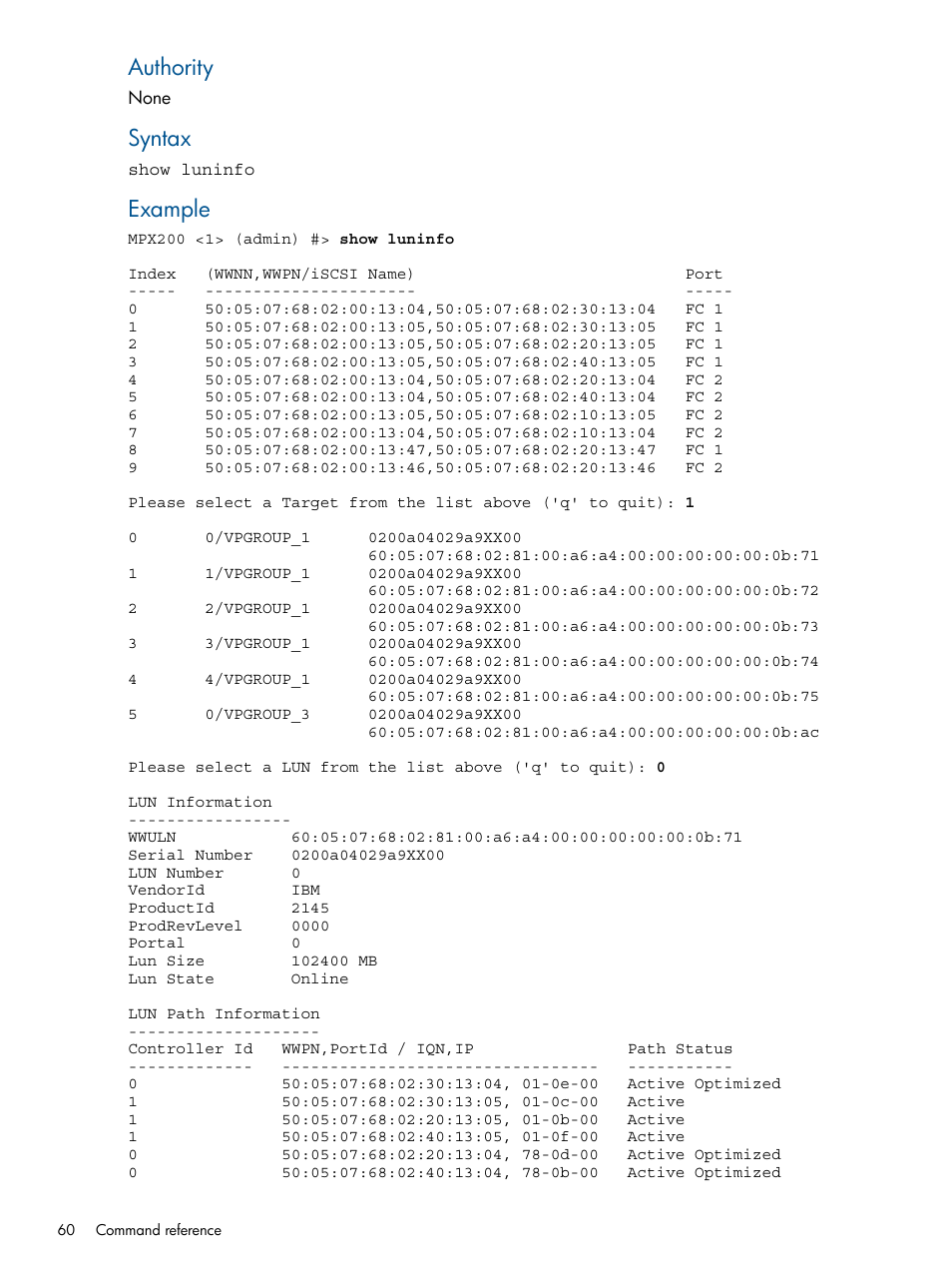 Authority, Syntax, Example | HP MPX200 Multifunction Router User Manual | Page 60 / 147