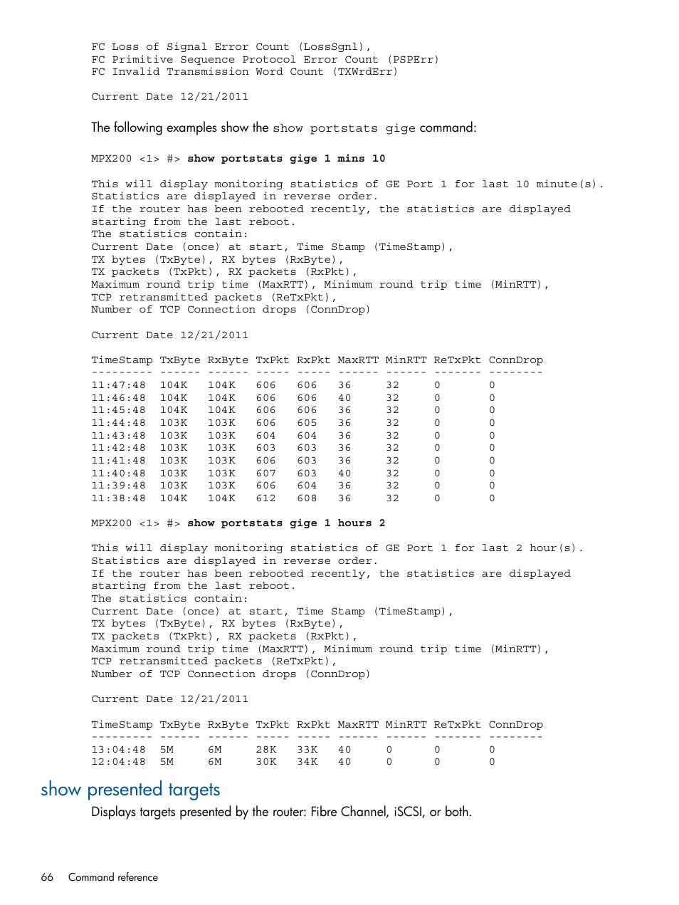 Show presented targets | HP MPX200 Multifunction Router User Manual | Page 66 / 147