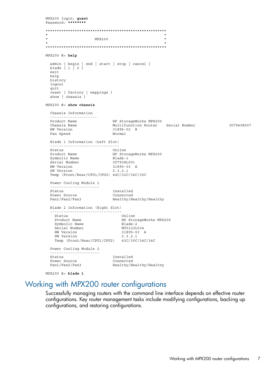 Working with mpx200 router configurations | HP MPX200 Multifunction Router User Manual | Page 7 / 147