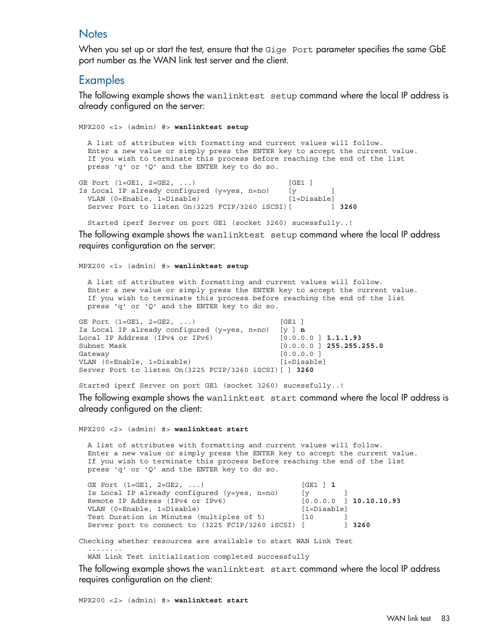 Examples | HP MPX200 Multifunction Router User Manual | Page 83 / 147