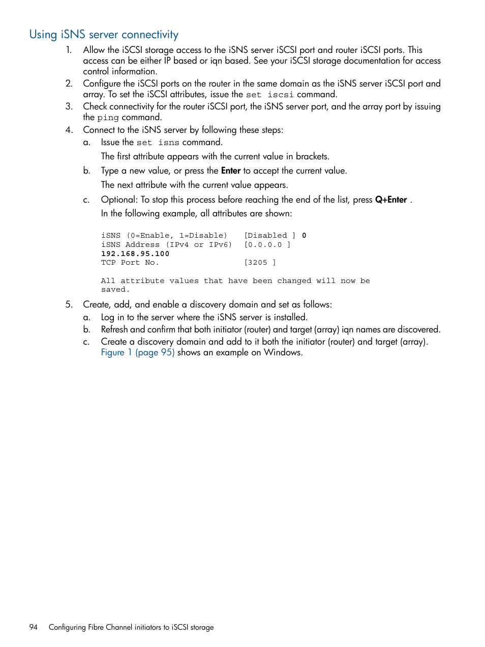 Using isns server connectivity | HP MPX200 Multifunction Router User Manual | Page 94 / 147