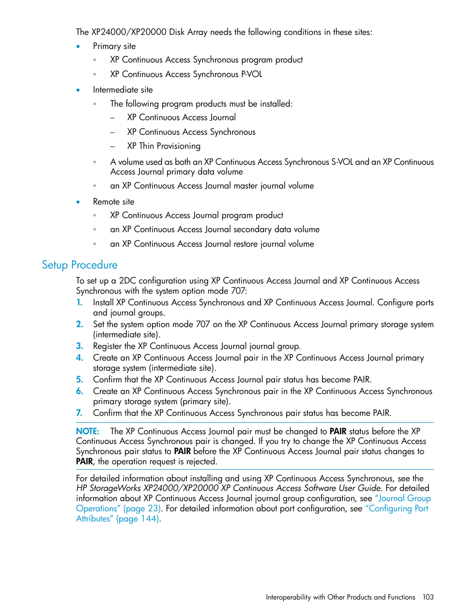Setup procedure | HP XP Continuous Access Software User Manual | Page 103 / 248