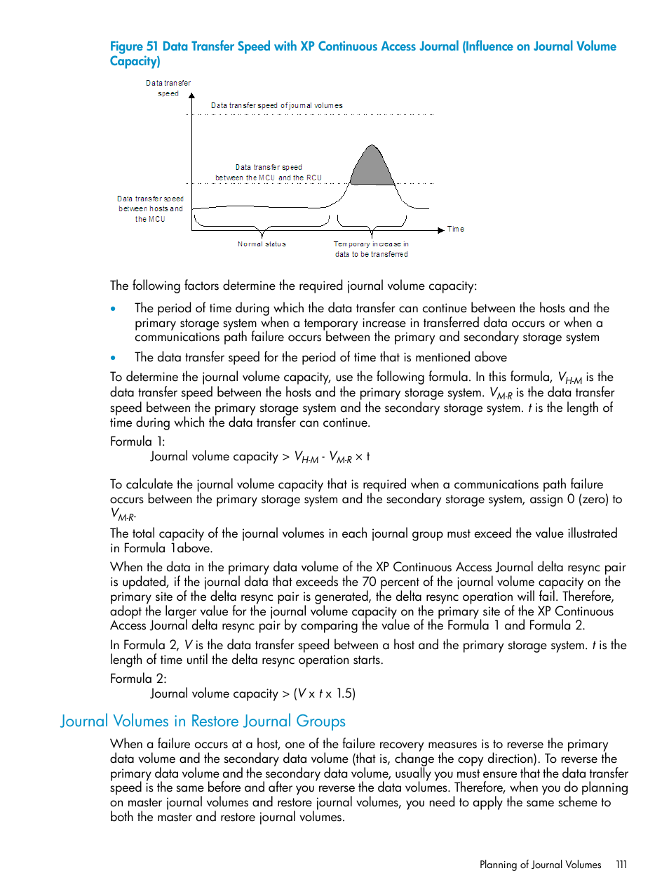 Journal volumes in restore journal groups, Journal volumes in restore | HP XP Continuous Access Software User Manual | Page 111 / 248