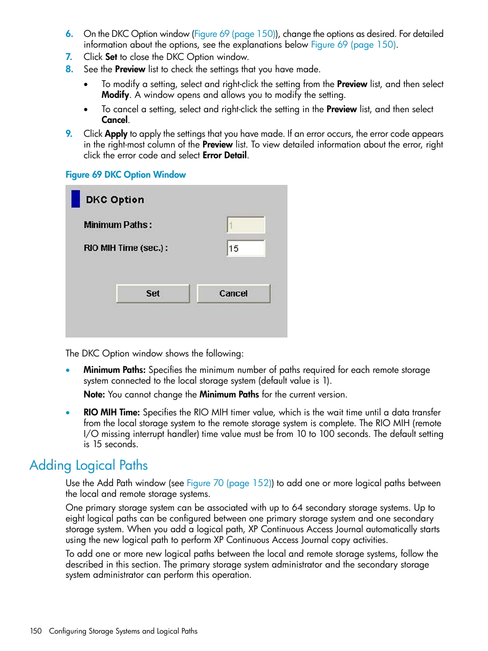 Adding logical paths | HP XP Continuous Access Software User Manual | Page 150 / 248