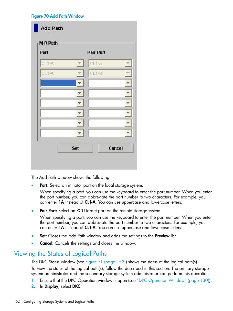 Viewing the status of logical paths | HP XP Continuous Access Software User Manual | Page 152 / 248