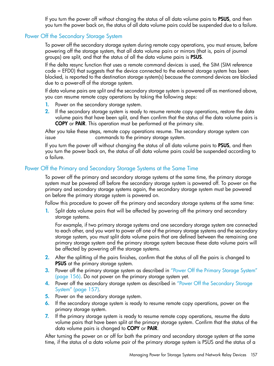 Power off the secondary storage system | HP XP Continuous Access Software User Manual | Page 157 / 248
