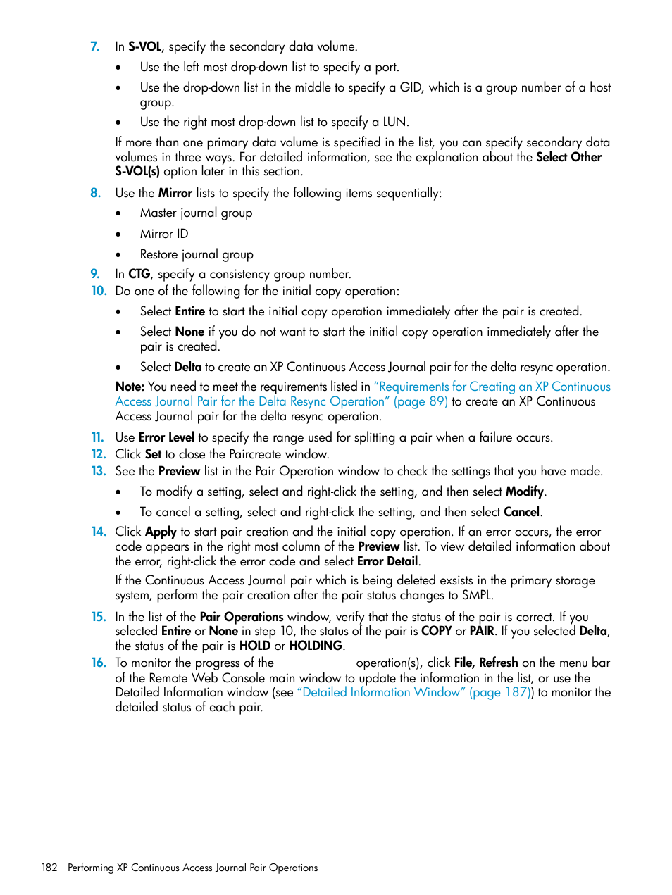 HP XP Continuous Access Software User Manual | Page 182 / 248