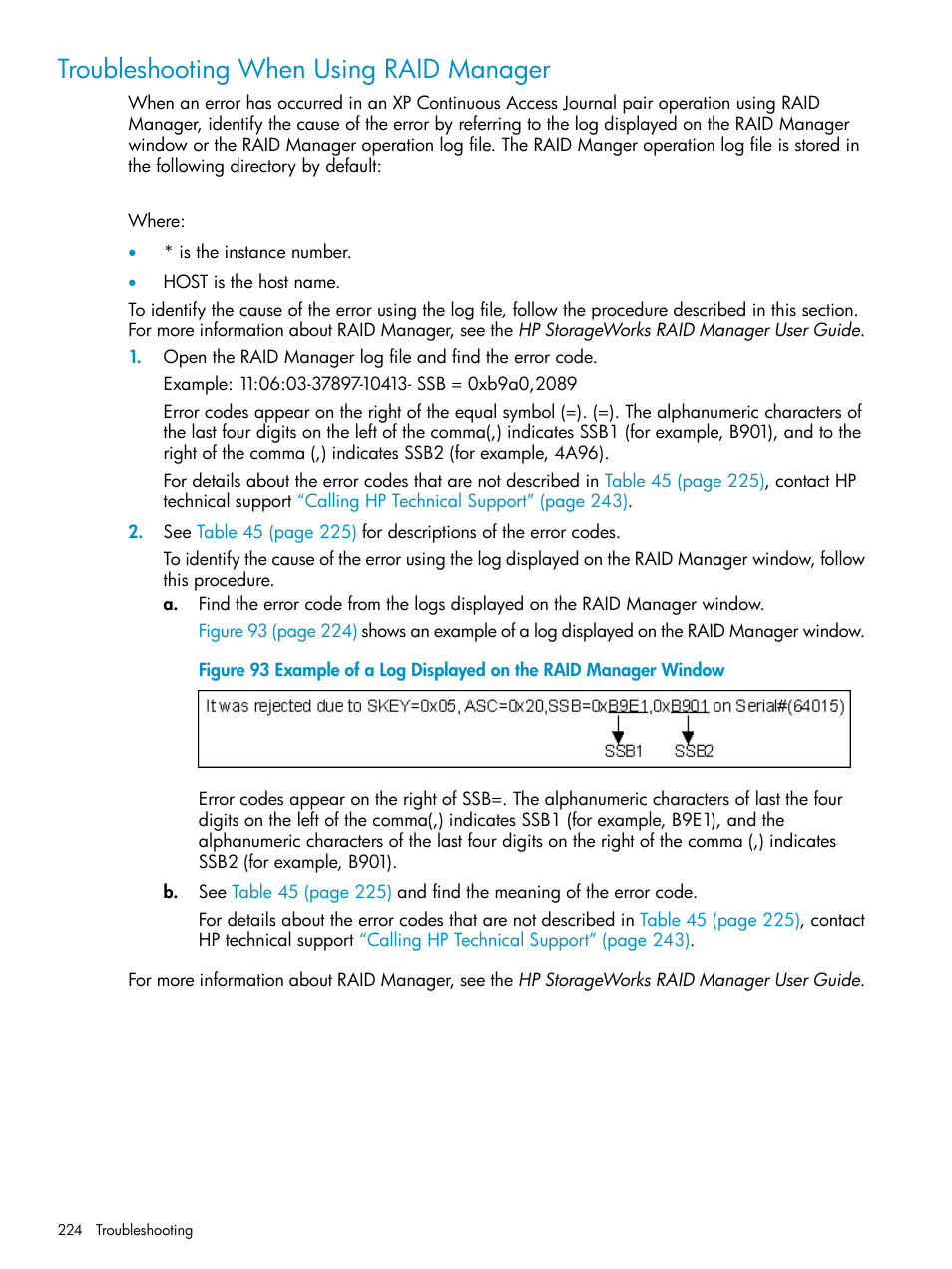 Troubleshooting when using raid manager | HP XP Continuous Access Software User Manual | Page 224 / 248