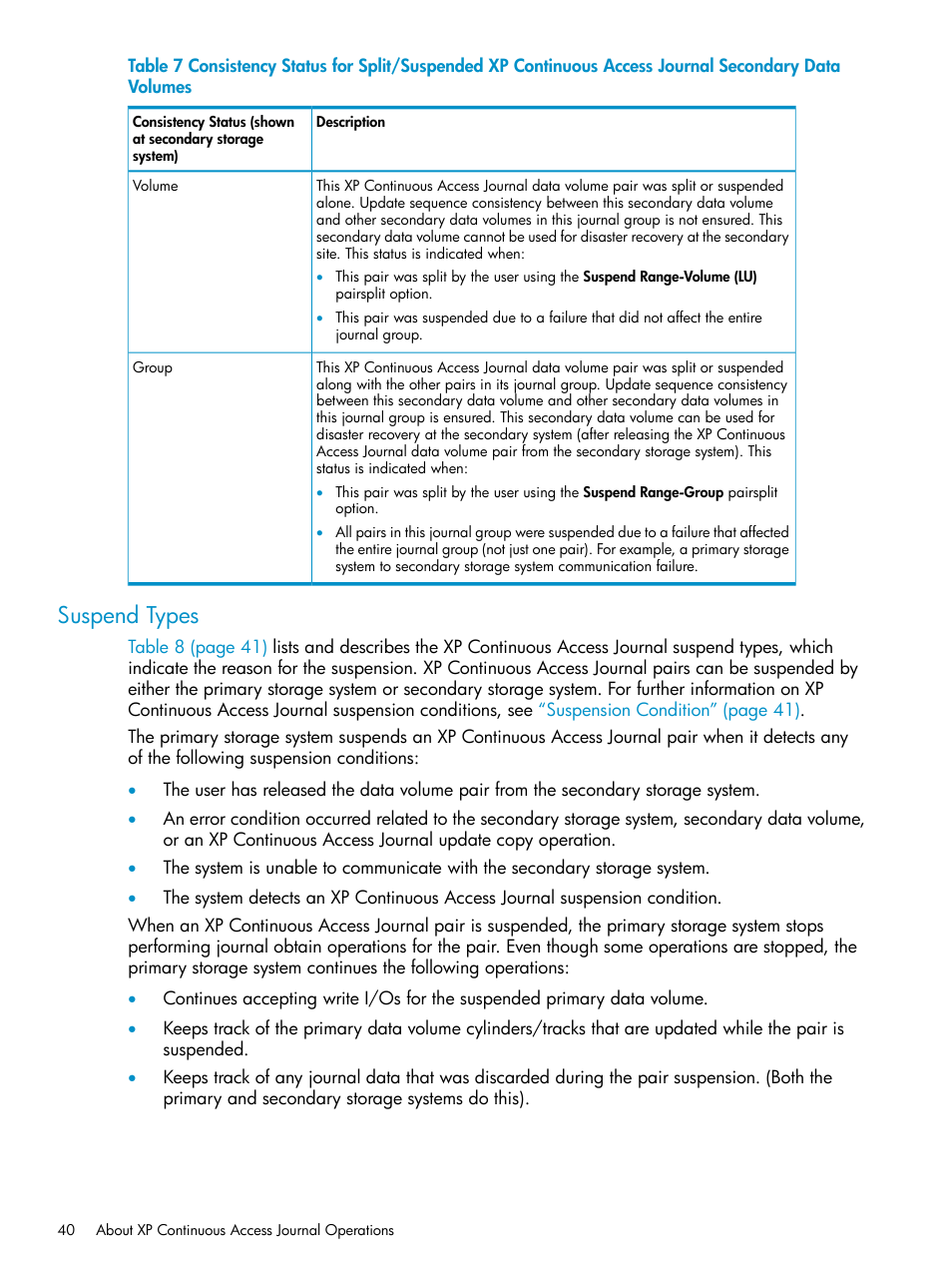 Suspend types | HP XP Continuous Access Software User Manual | Page 40 / 248
