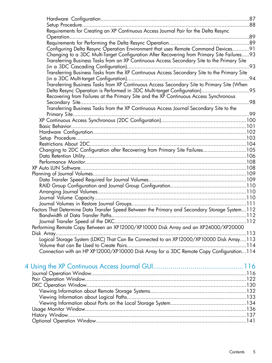 4 using the xp continuous access journal gui | HP XP Continuous Access Software User Manual | Page 5 / 248