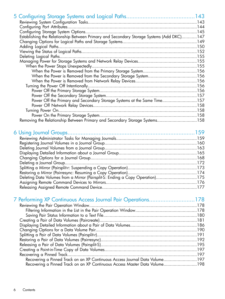 5 configuring storage systems and logical paths, 6 using journal groups | HP XP Continuous Access Software User Manual | Page 6 / 248