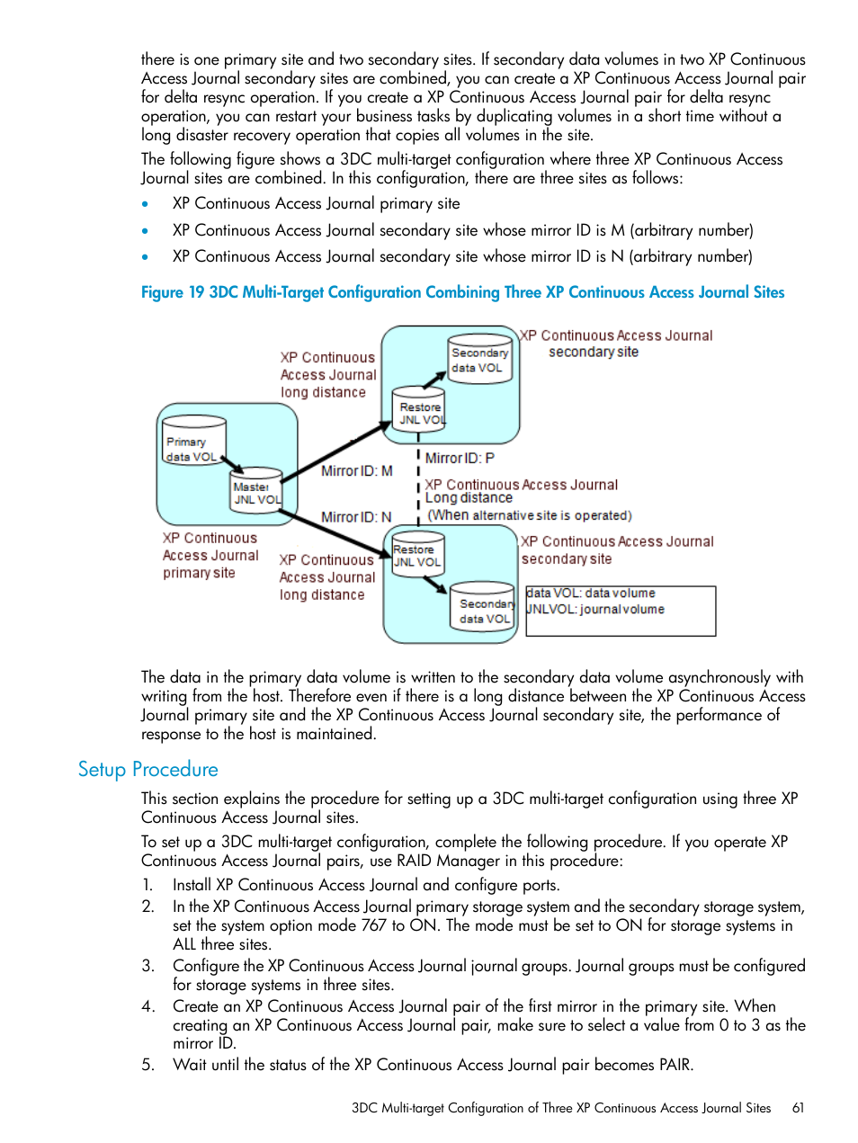 Setup procedure | HP XP Continuous Access Software User Manual | Page 61 / 248