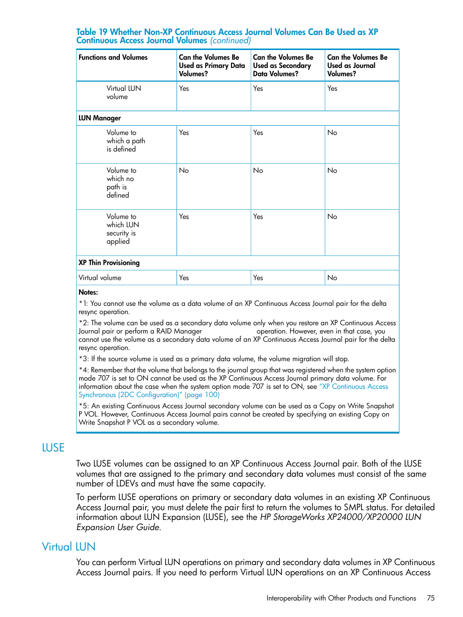 Luse, Virtual lun, Luse virtual lun | HP XP Continuous Access Software User Manual | Page 75 / 248