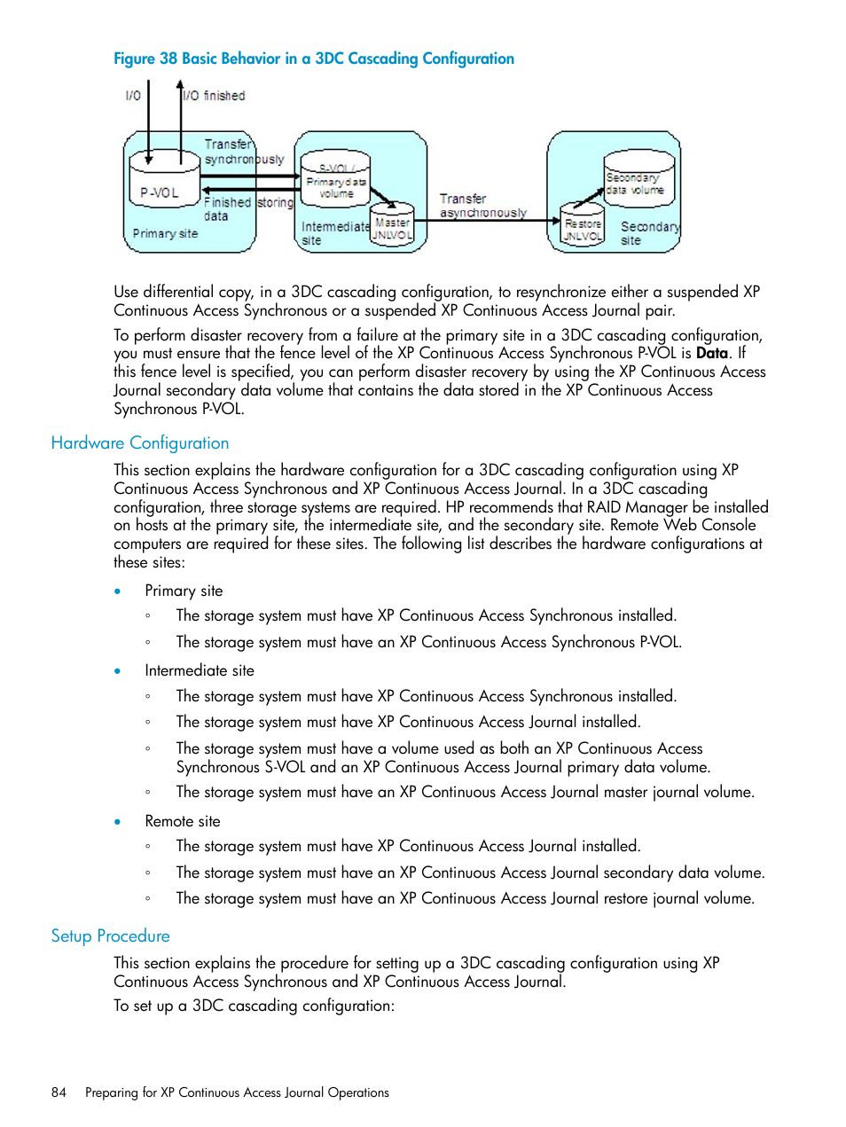 Hardware configuration, Setup procedure, Hardware configuration setup procedure | HP XP Continuous Access Software User Manual | Page 84 / 248