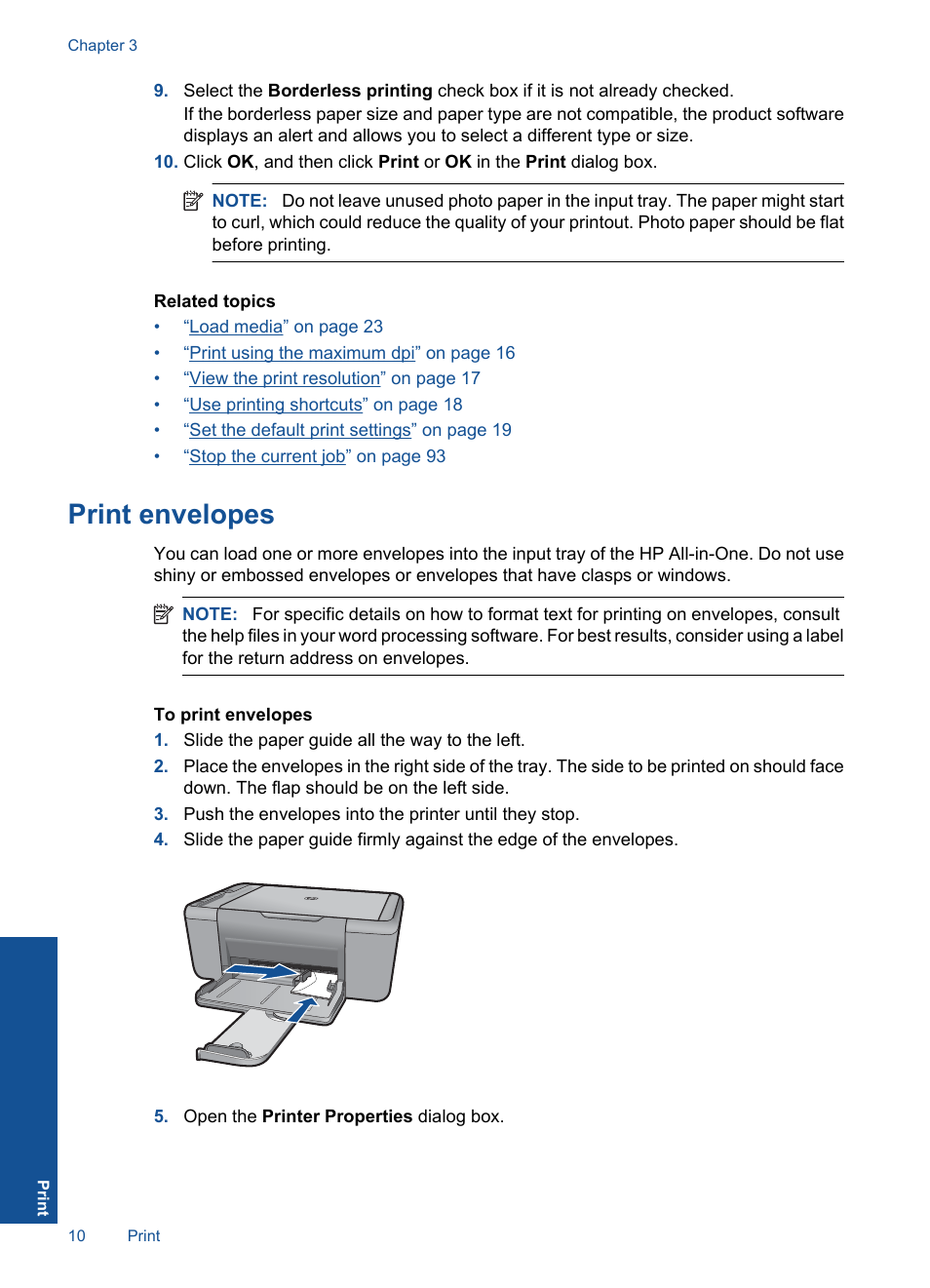 Print envelopes | HP Officejet 4400 All-in-One Printer - K410a User Manual | Page 12 / 106